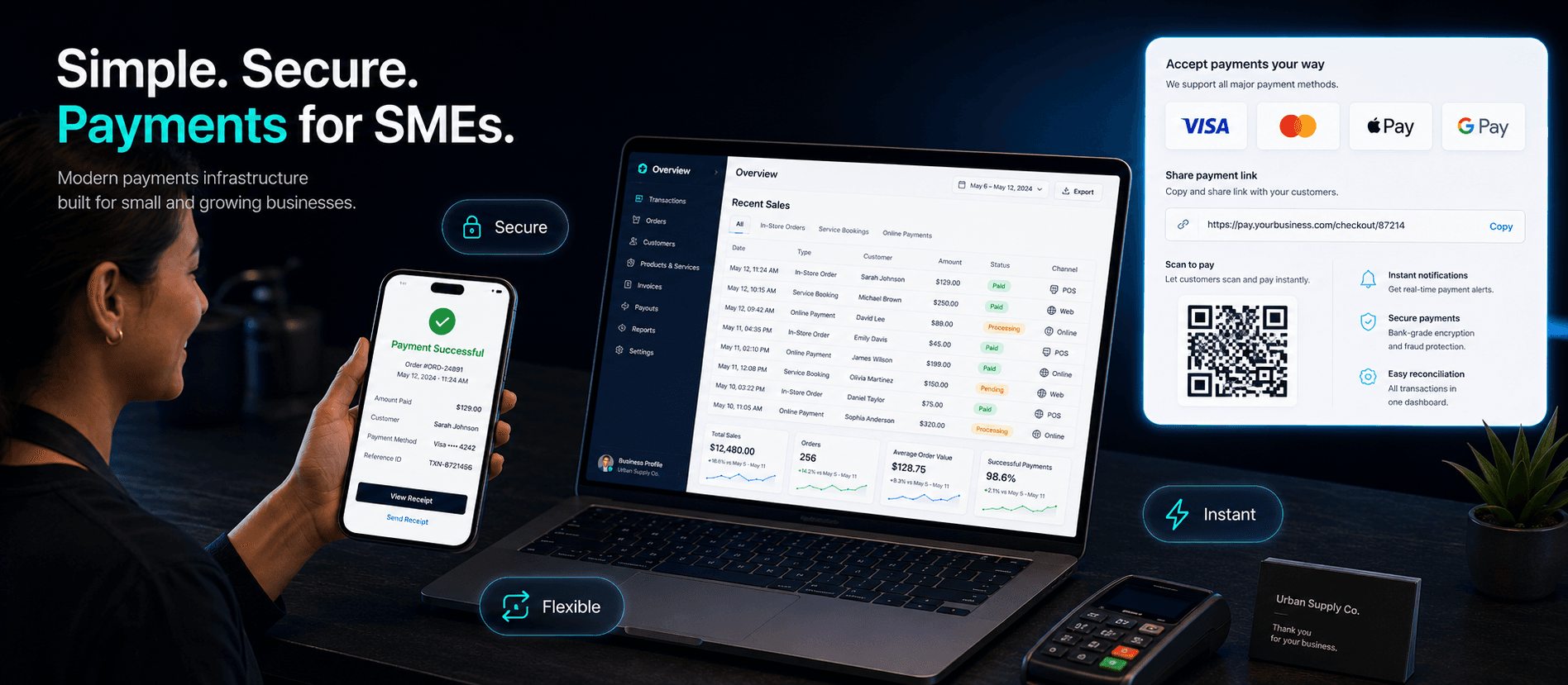 SME business owner managing online payments through Payd.