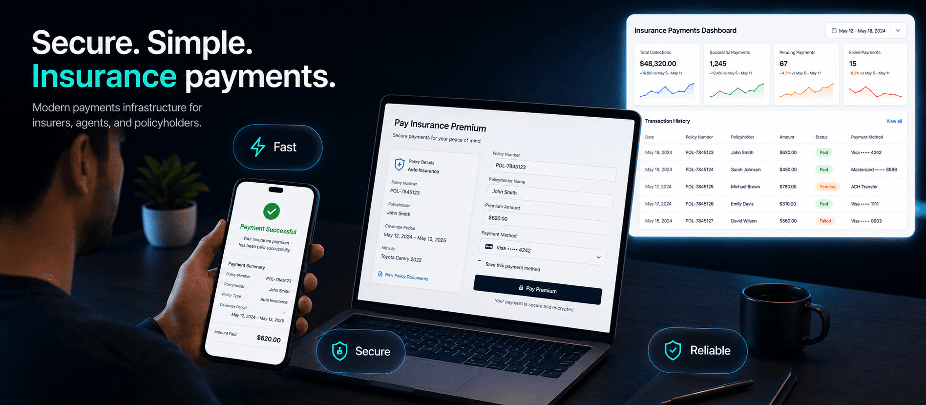 Insurance customer completing a secure Payd payment